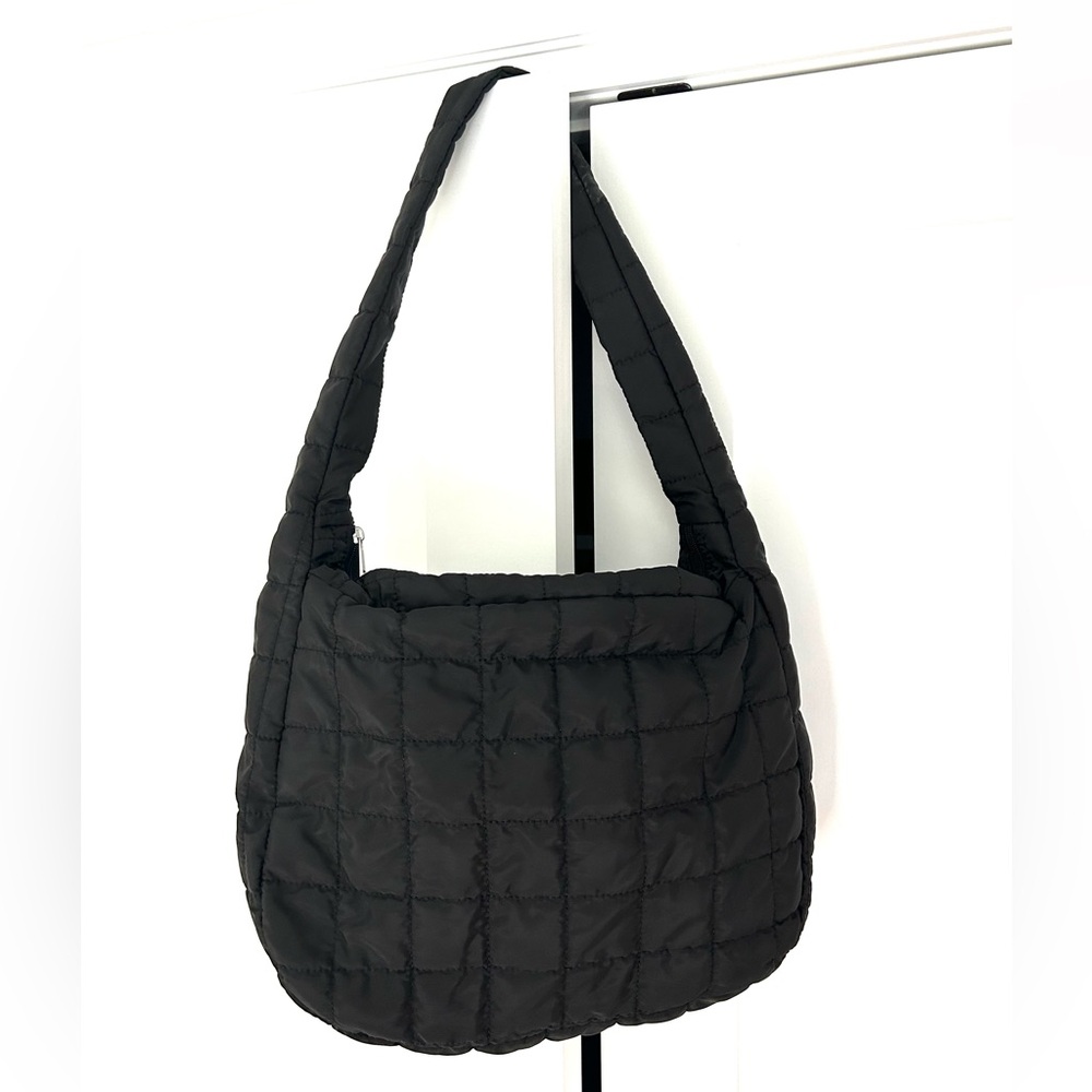 Black Quilted Slouchy Shoulder Bag